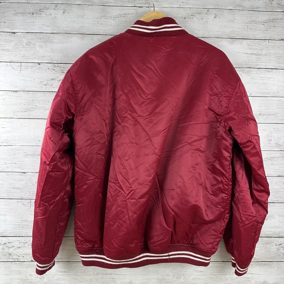 Arkansas Razorbacks Starter Jacket Mens Medium Red Satin Bomber NCAA SEC - Picture 8 of 14
